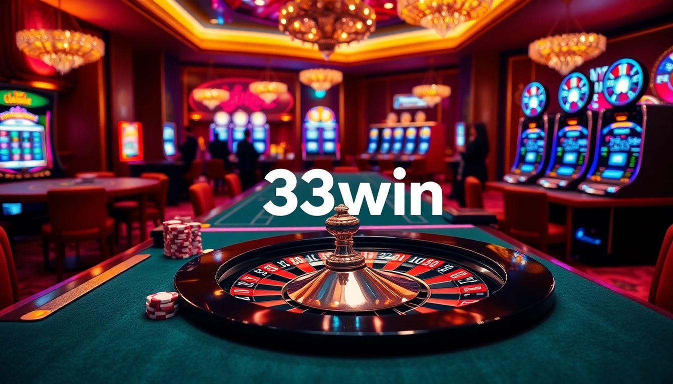 Exciting casino gameplay at 33win1 with roulette and poker chips creating a vibrant atmosphere.