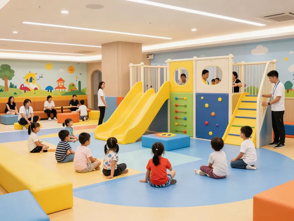 Children enjoying safe play at Rokok88 indoor playground with dedicated zones
