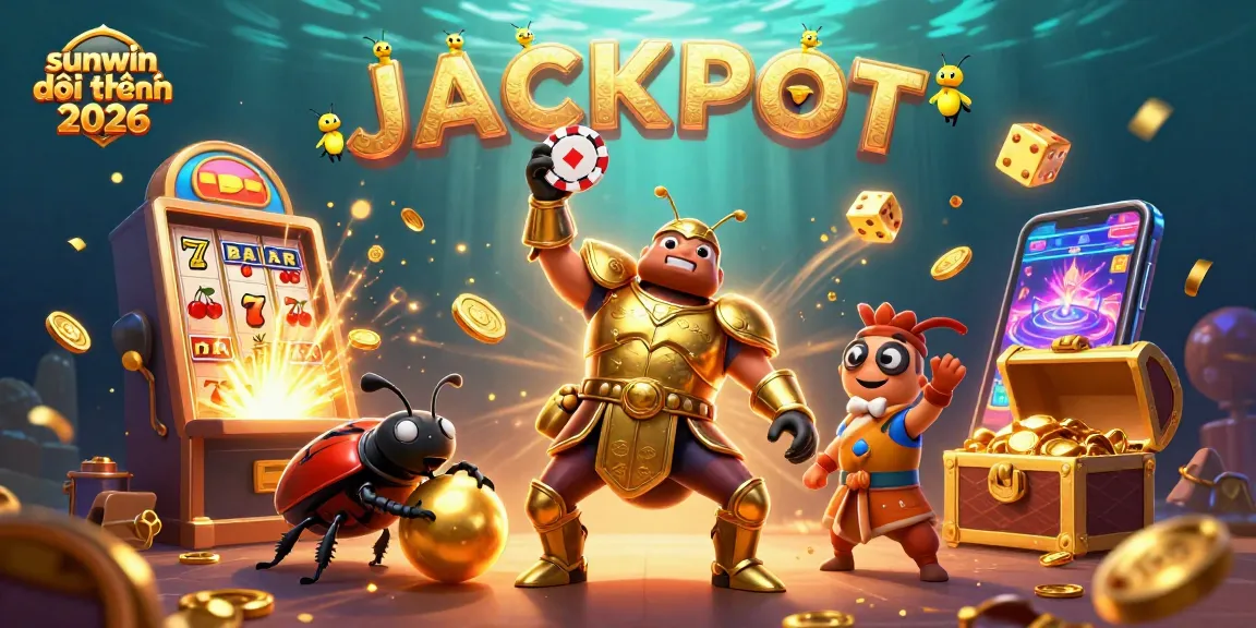 Experience excitement at sunwin đổi thưởng 2026 with vibrant jackpots and winning moments in this colorful casino illustration.