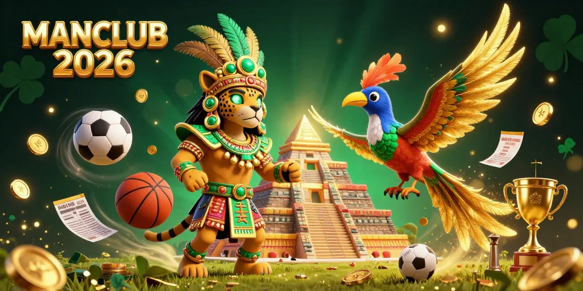 Experience thrill with MANCLUB 2026 as a Mayan priest oversees a dynamic gambling realm filled with sports and treasures.