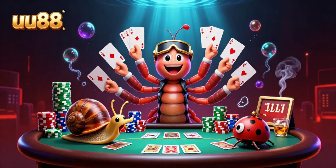 Experience thrilling gameplay at uu88 with a vibrant casino scene featuring a cartoon dealer and players.