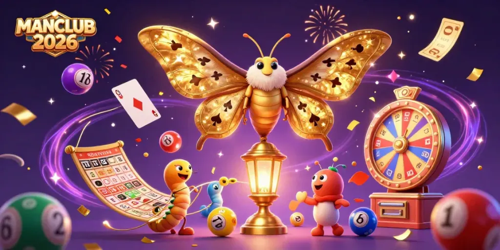 Experience the thrill of MANCLUB 2026 with a vibrant 3D casino scene filled with excitement and winning opportunities.