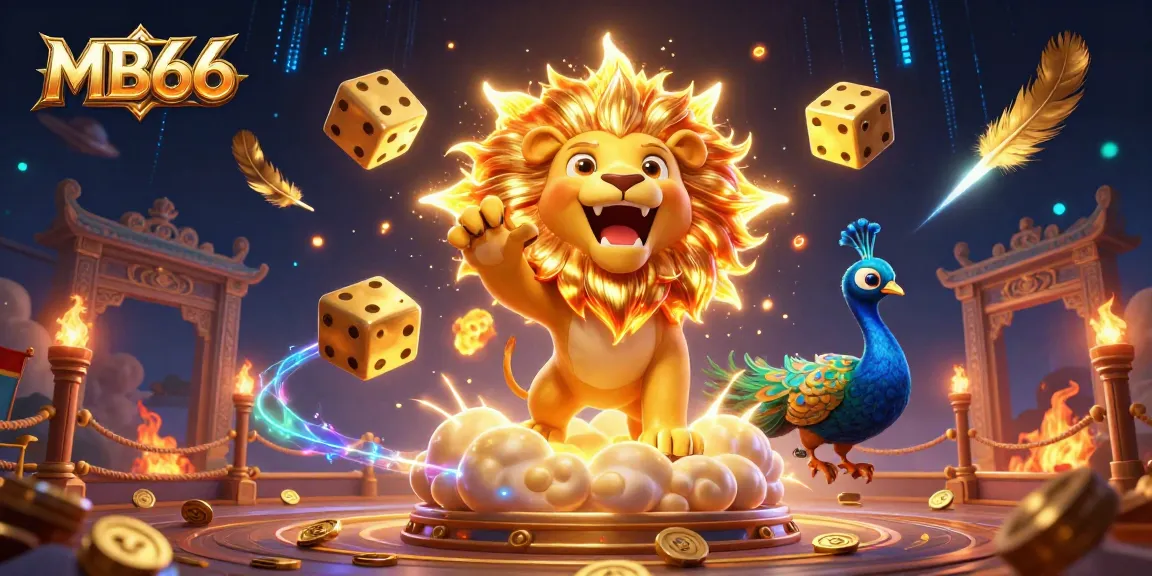 Experience the thrill of MB66 with vibrant gaming elements and dynamic characters in a casino illustration.