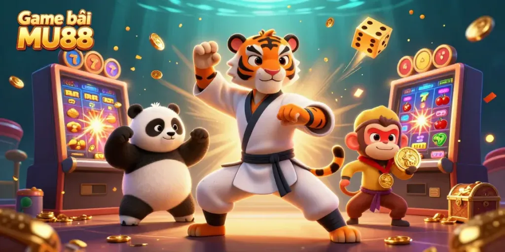 Enjoy thrilling Game bài MU88 with dynamic 3D characters and casino elements for an immersive experience.
