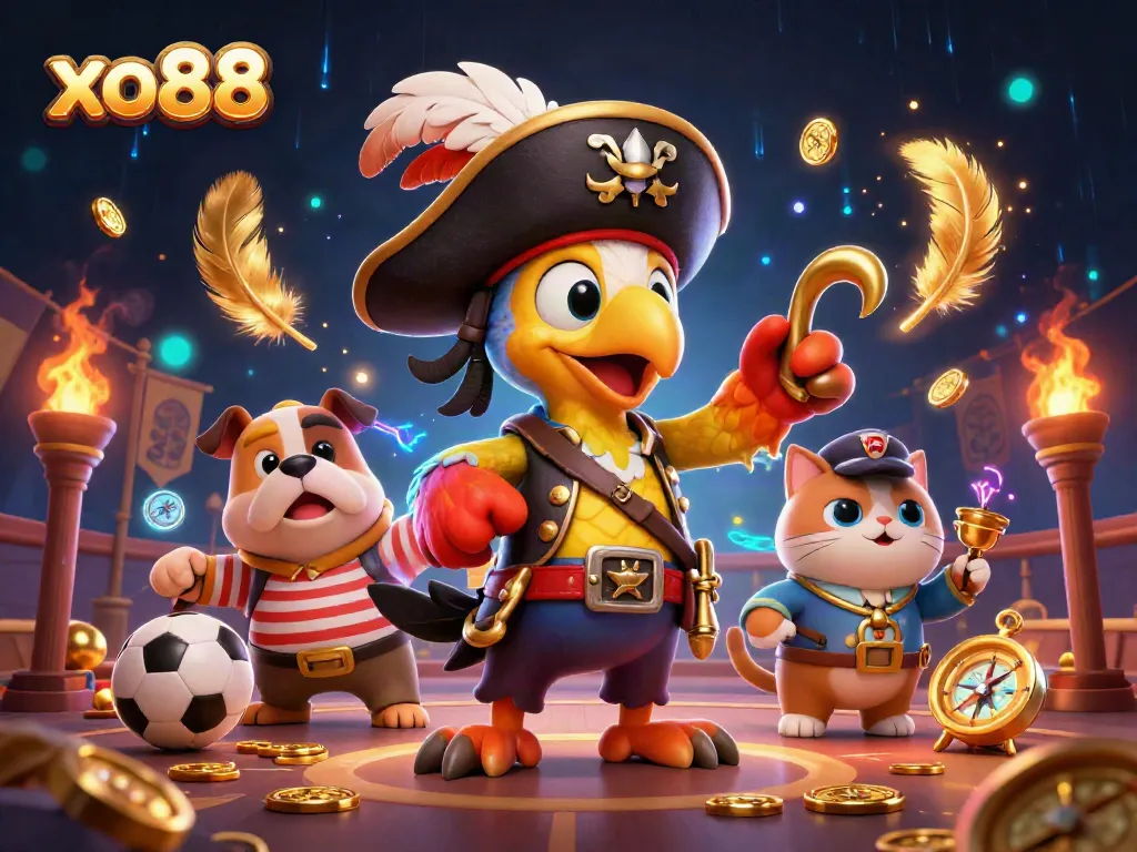 Engage in thrilling sports bets at xo88 with dynamic characters in a vibrant gaming scene.