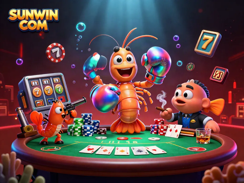 Experience thrilling gameplay at SUNWIN COM with vibrant scenes of poker and lively ocean creatures.