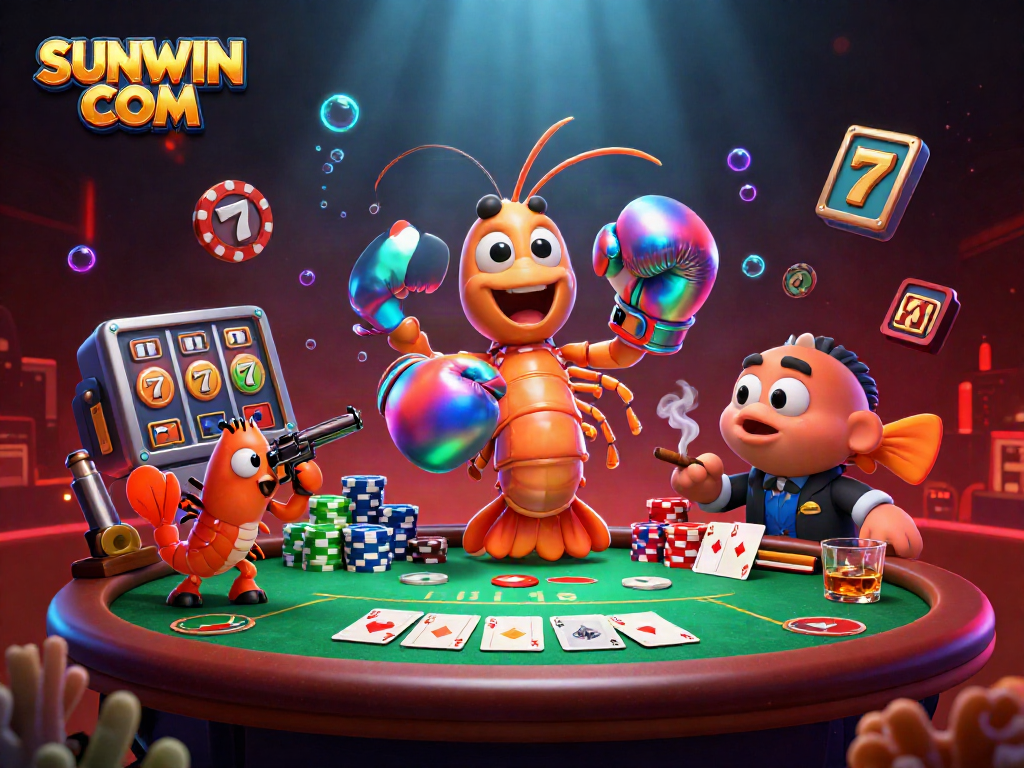 Experience thrilling gameplay at SUNWIN COM with vibrant scenes of poker and lively ocean creatures.