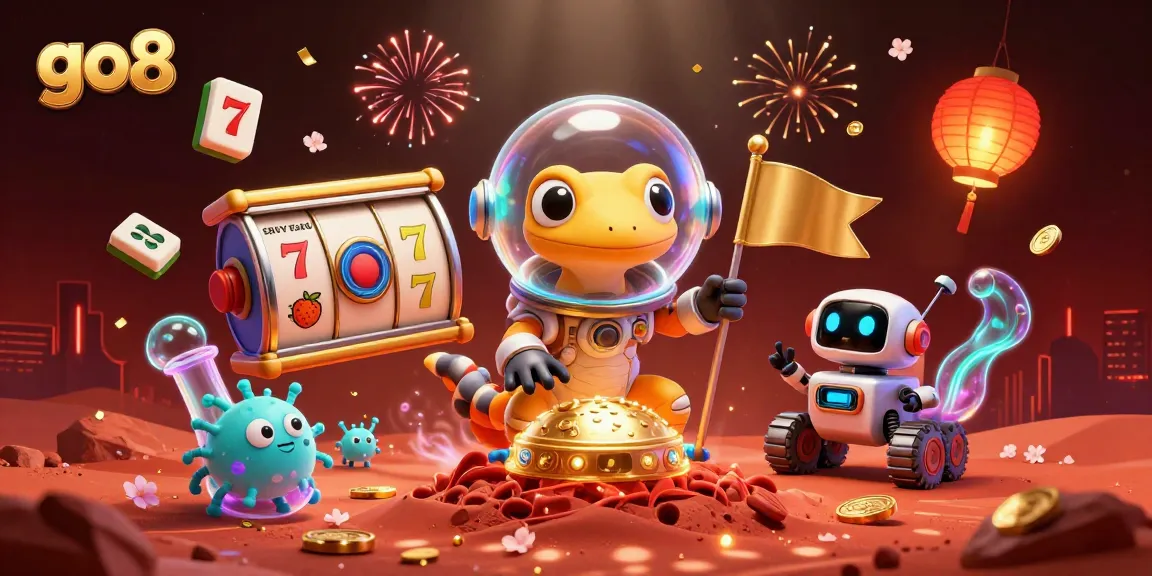Bet and explore the riches at the go8 casino with neon lights and vibrant energy.