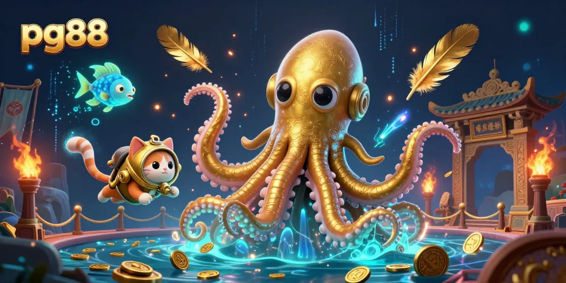 Experience exhilarating gameplay at pg88 with a 3D kraken, diving cat, and bioluminescent fish.