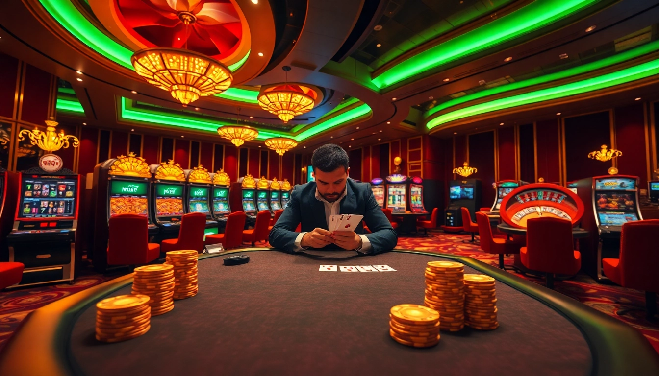 Tải Hitclub app interface displayed on a vibrant casino table with chips and cards in play.