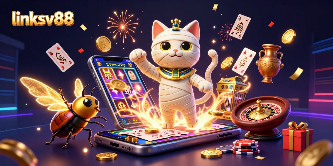 Spin big wins with link sv88 in a vibrant 3D casino scene featuring lively characters and games.