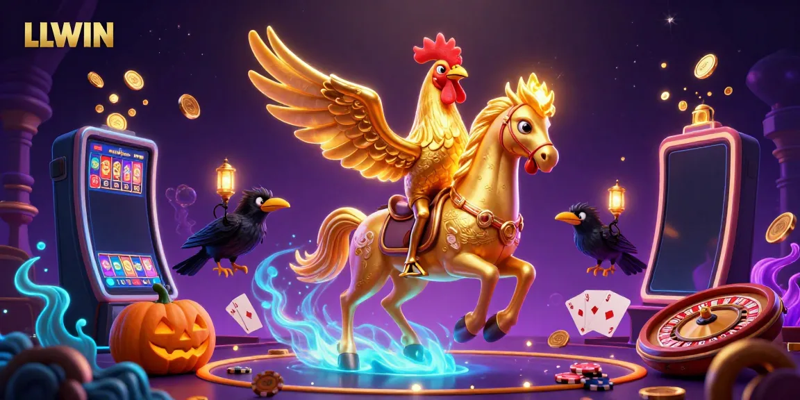 Experience the thrill of LLWIN in a vibrant casino scene with rich gaming elements and energetic characters.