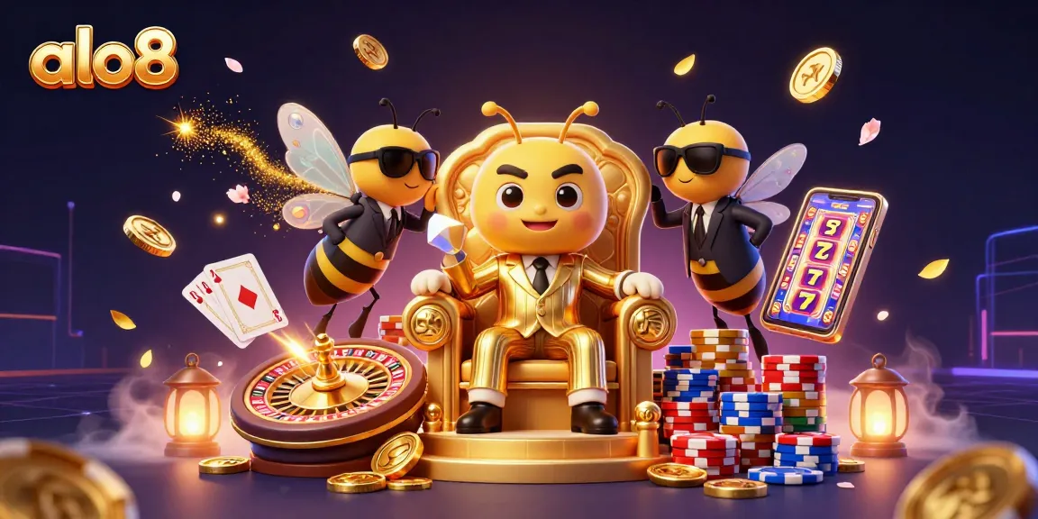 Alo8 offers thrilling gameplay with casino games set against vibrant visuals and golden accents.