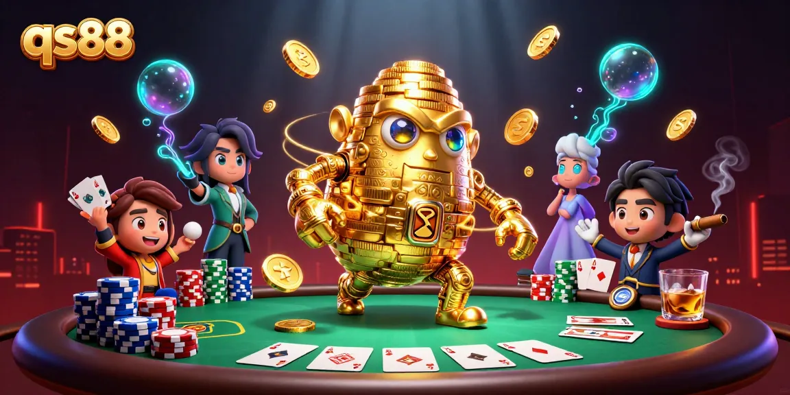 Engage with qs88's dynamic casino experience featuring golden golem and poker elements.
