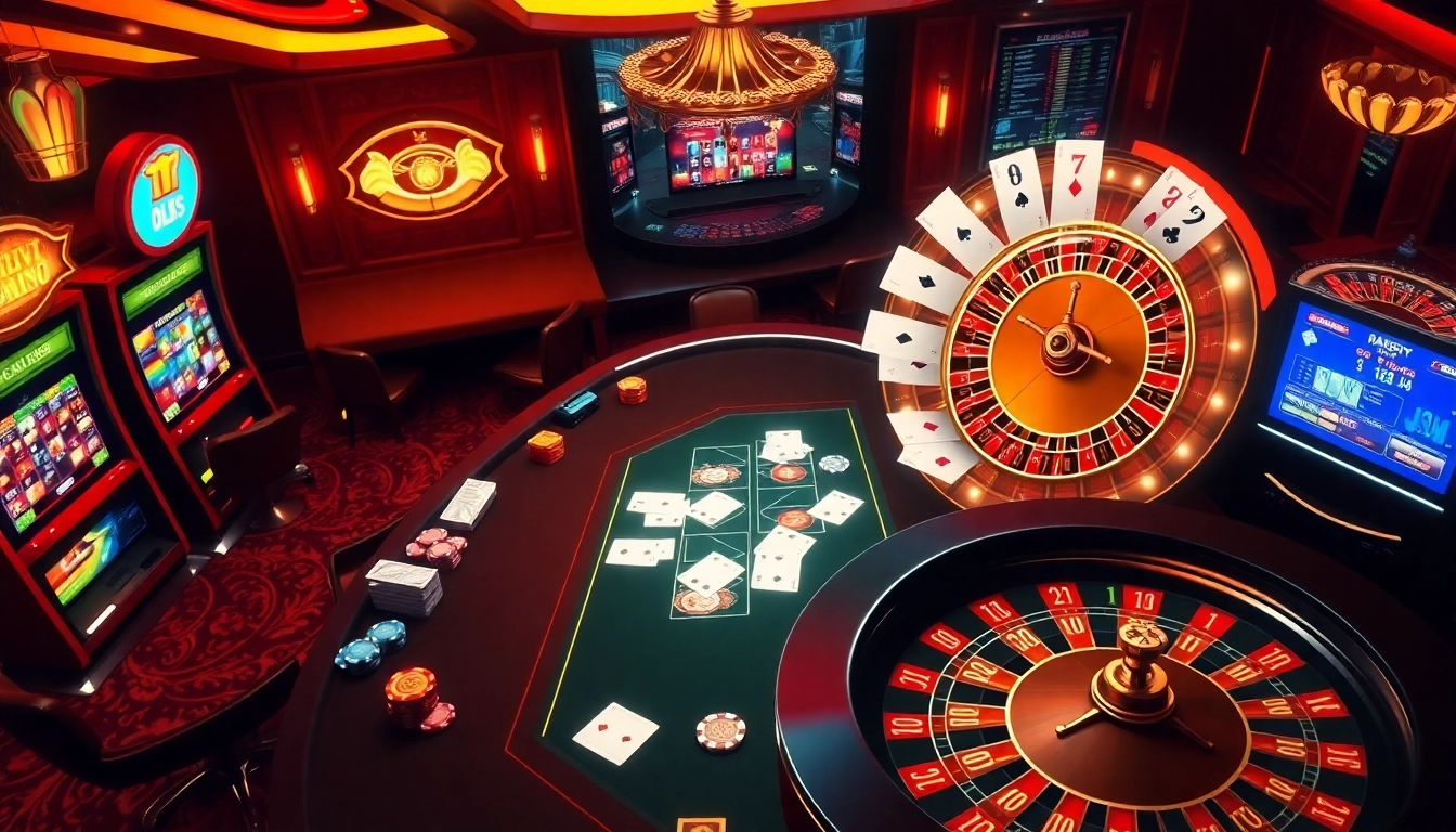 Experience thrilling gameplay at https://may88.click/ with vibrant casino tables, exciting slot machines, and poker chips in action.