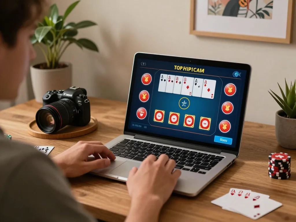 Engaging gameplay with 79KING online blackjack strategy on a laptop in a stylish room.