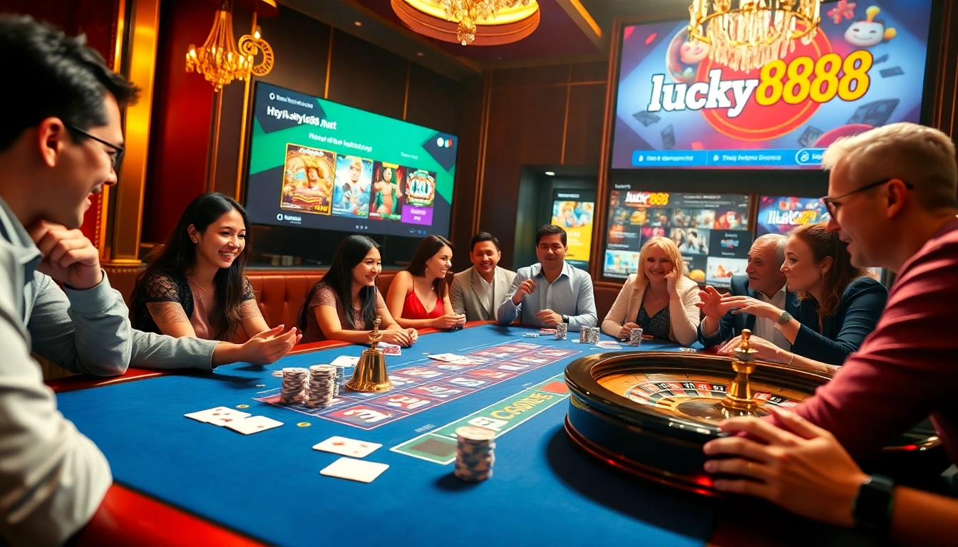 Players enjoying various games at https://lucky88ai.net/ showcasing vibrant casino atmosphere.