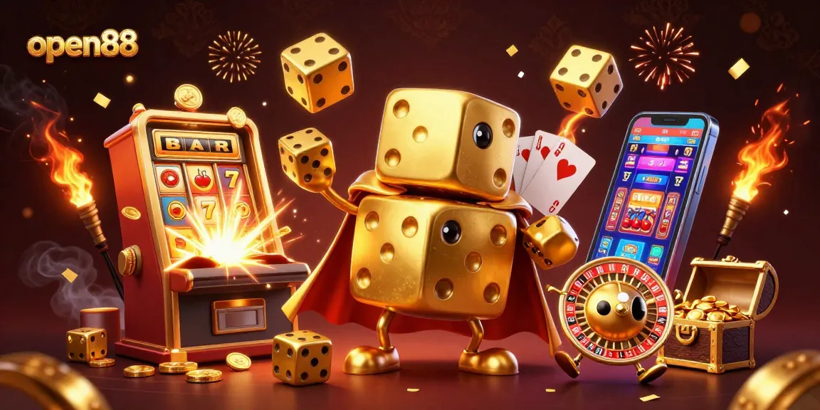 open88 showcases a vibrant 3D casino scene with dynamic characters and game elements.