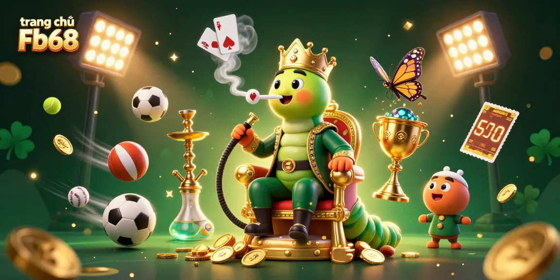 Engage with the vibrant scene of trang chủ Fb68 featuring a caterpillar hookah-master in a dynamic casino setting.