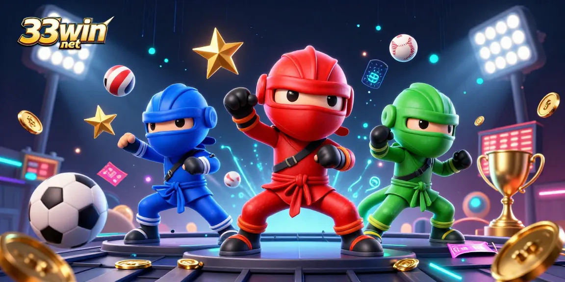 Engage with the thrilling action of betting at 33win net, featuring colorful ninja chameleons in a rich gaming atmosphere.
