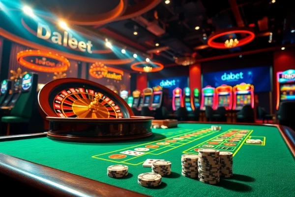 Dabet offers a thrilling online gambling experience with poker tables and dynamic slot machines.