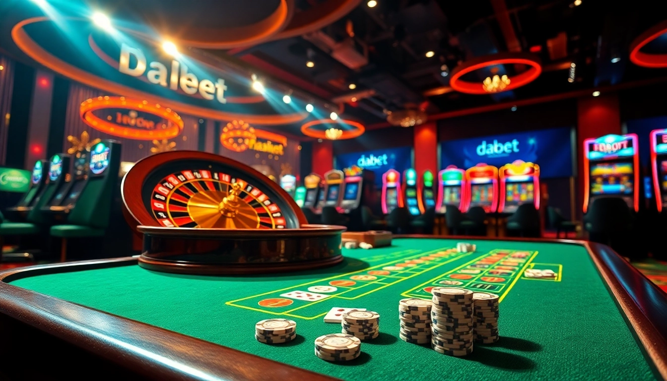 Dabet offers a thrilling online gambling experience with poker tables and dynamic slot machines.