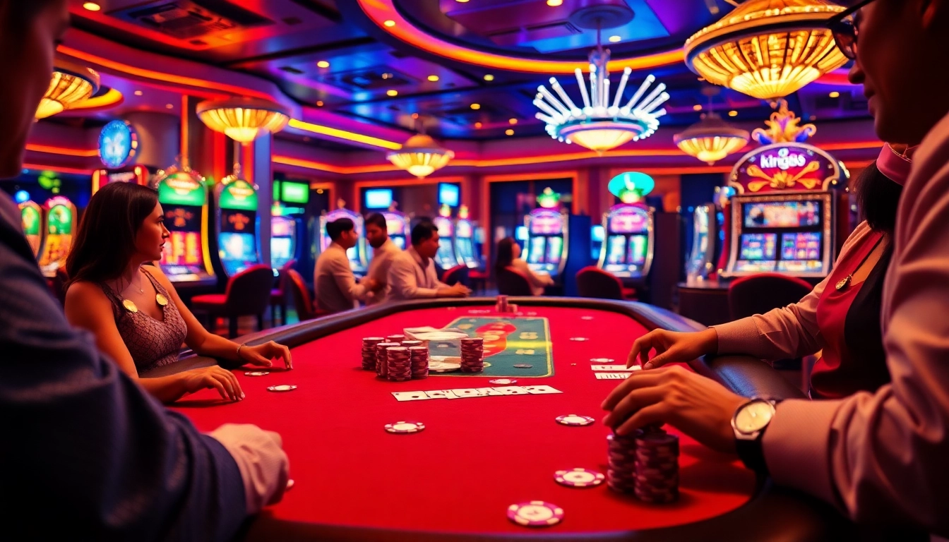Players enjoy a thrilling game of poker at the elegant king88 casino table.