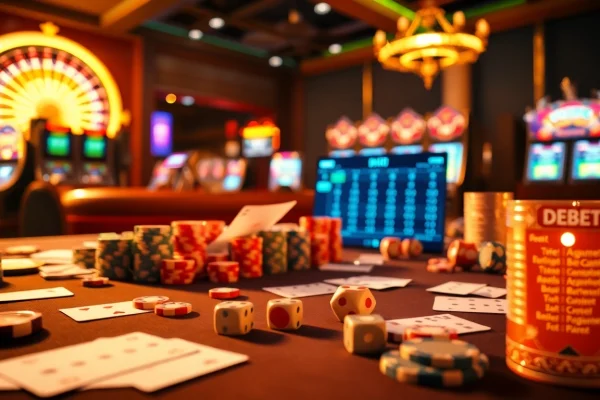 Experience the thrill of gambling with DEBET at a luxurious casino table filled with action.