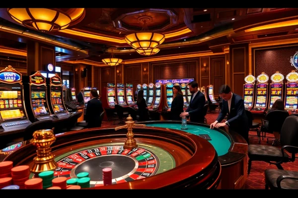 Experience the thrill of sin88 with vibrant casino tables and eager players betting.