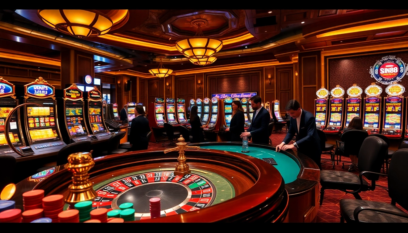 Experience the thrill of sin88 with vibrant casino tables and eager players betting.