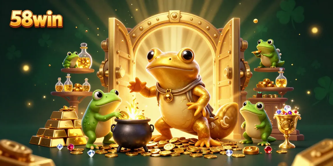 Experience the excitement of 58win with golden treasure and magical creatures in vibrant 3D animation.