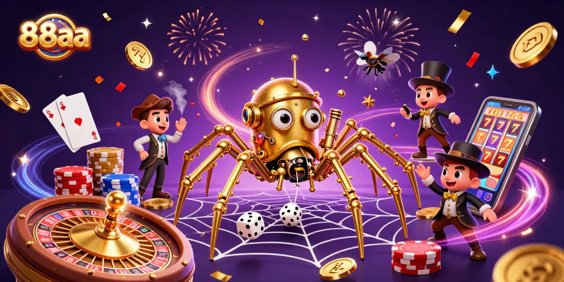 Experience the thrill of winning with 88aa in a vibrant steampunk casino illustration.